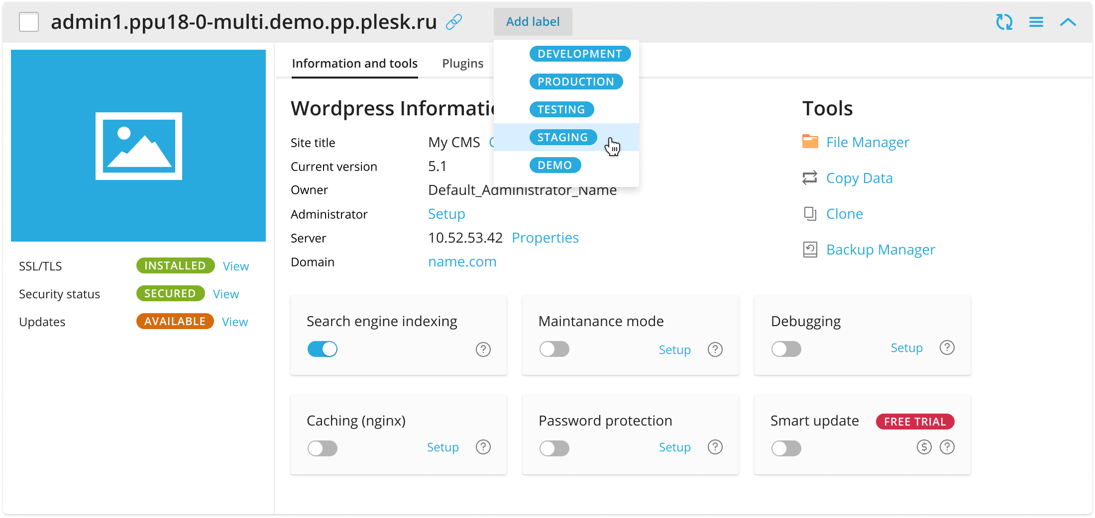 Updated WordPress website card